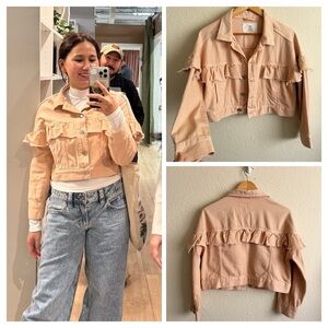 H&M Women's Ruffled Tan Jacket-Size S